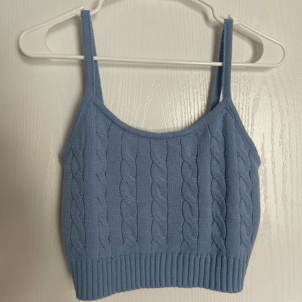 Blue Cable Knit Women's Top